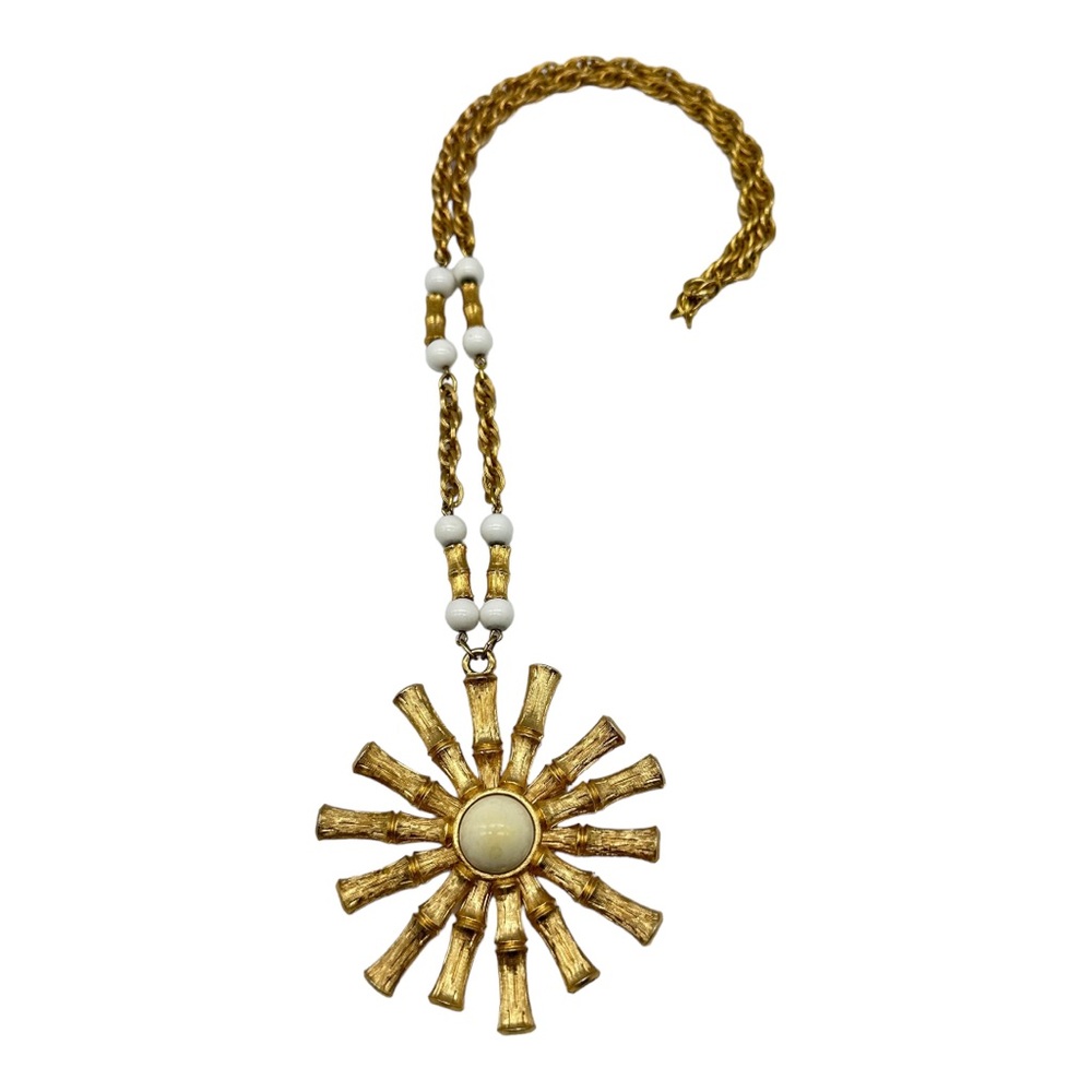 Gold Bamboo VTG Sunburst Necklace